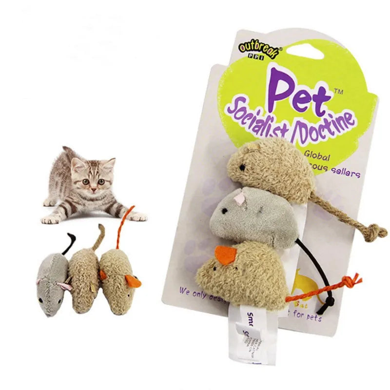 3Pcs New Plush Simulation Mouse Cat Toy