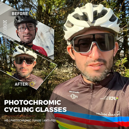 Men Bike Photochromic Glasses Cycling Sunglasses for Women Sports