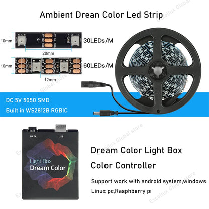 5V WS2812B USB LED Strip light 5050 RGB Dream Color